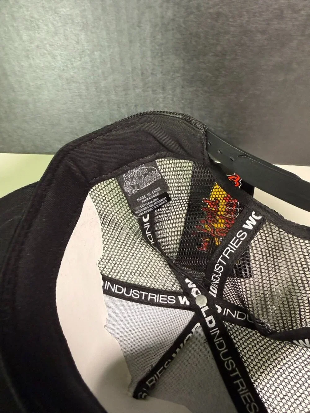 World Industries Snapback Cap Youth One Size Black Flame Logo